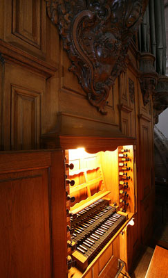 Console de l'orgue Silbermann de Strasbourg Saint Thomas